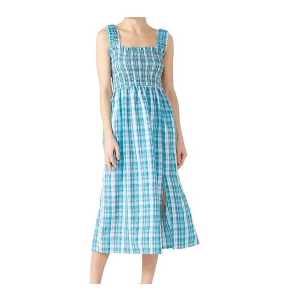 Nicholas Turquoise Blue Smocked Apron Summer Dress Size 4